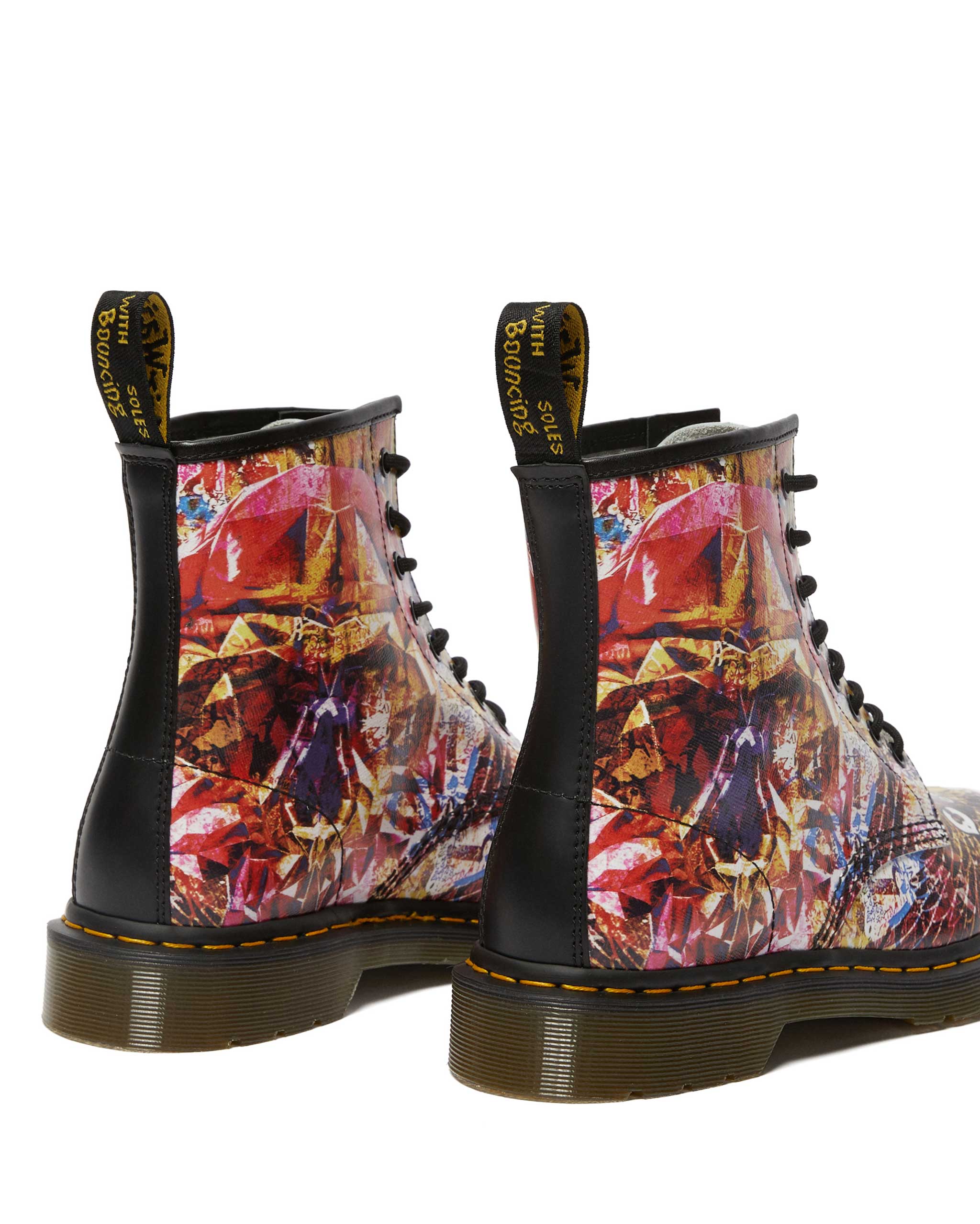 1460 CBGB x OMFUG Multi+Black Backhand Straw Grain+Smooth Leather Lace Up Boot - Image 4