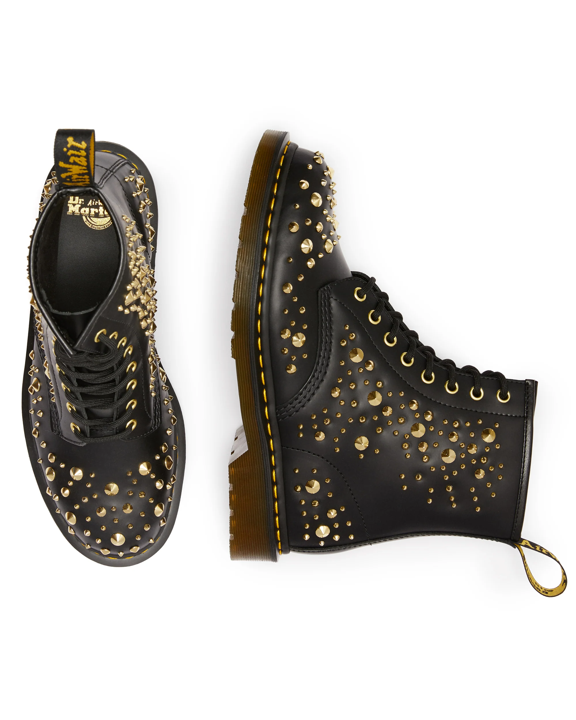 1460 Midas Black Smooth Studded Leather Lace Up Boots - Image 3