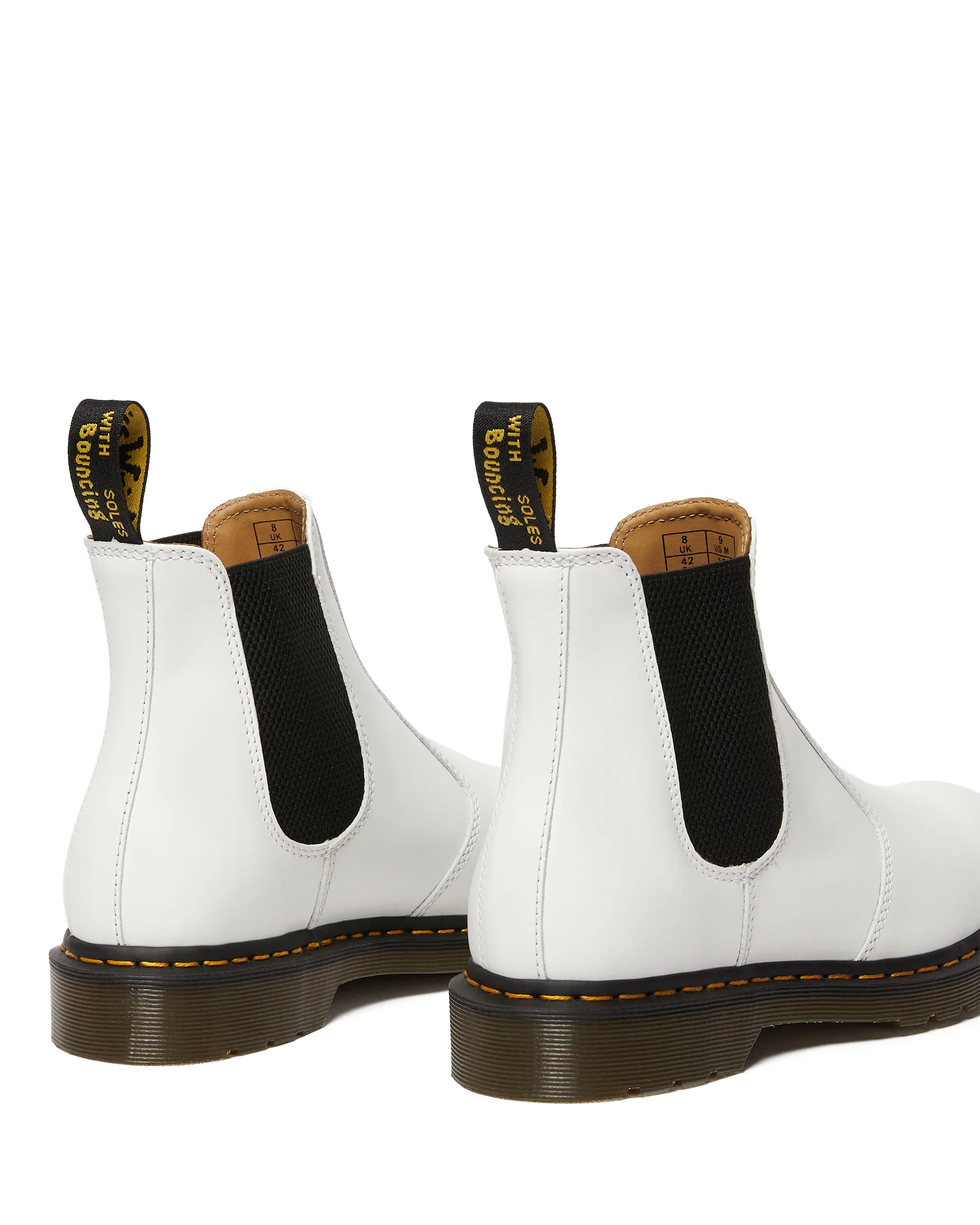 2976 White Yellow Stitch Smooth Chelsea Boots - Image 4