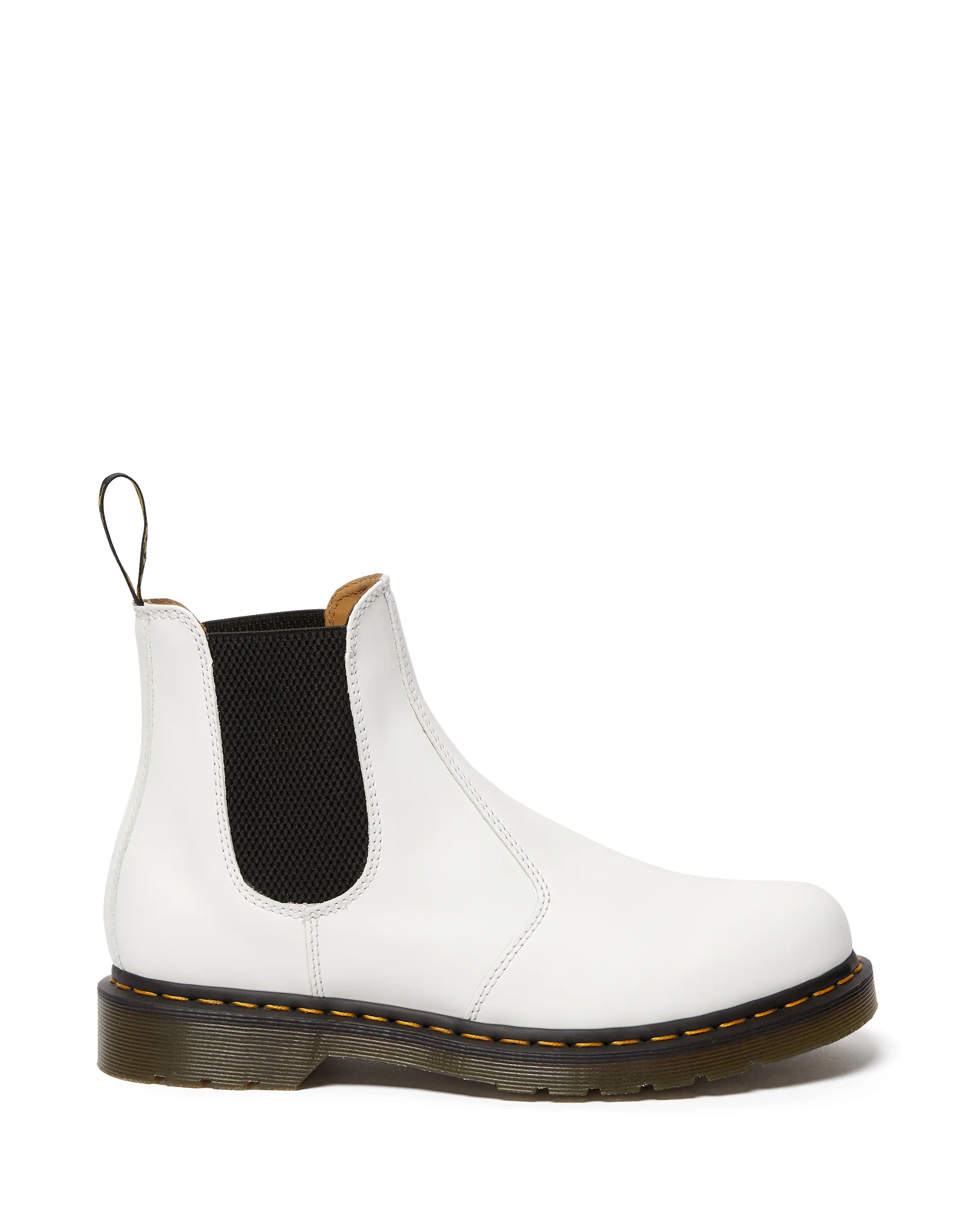 2976 White Yellow Stitch Smooth Chelsea Boots - Image 5