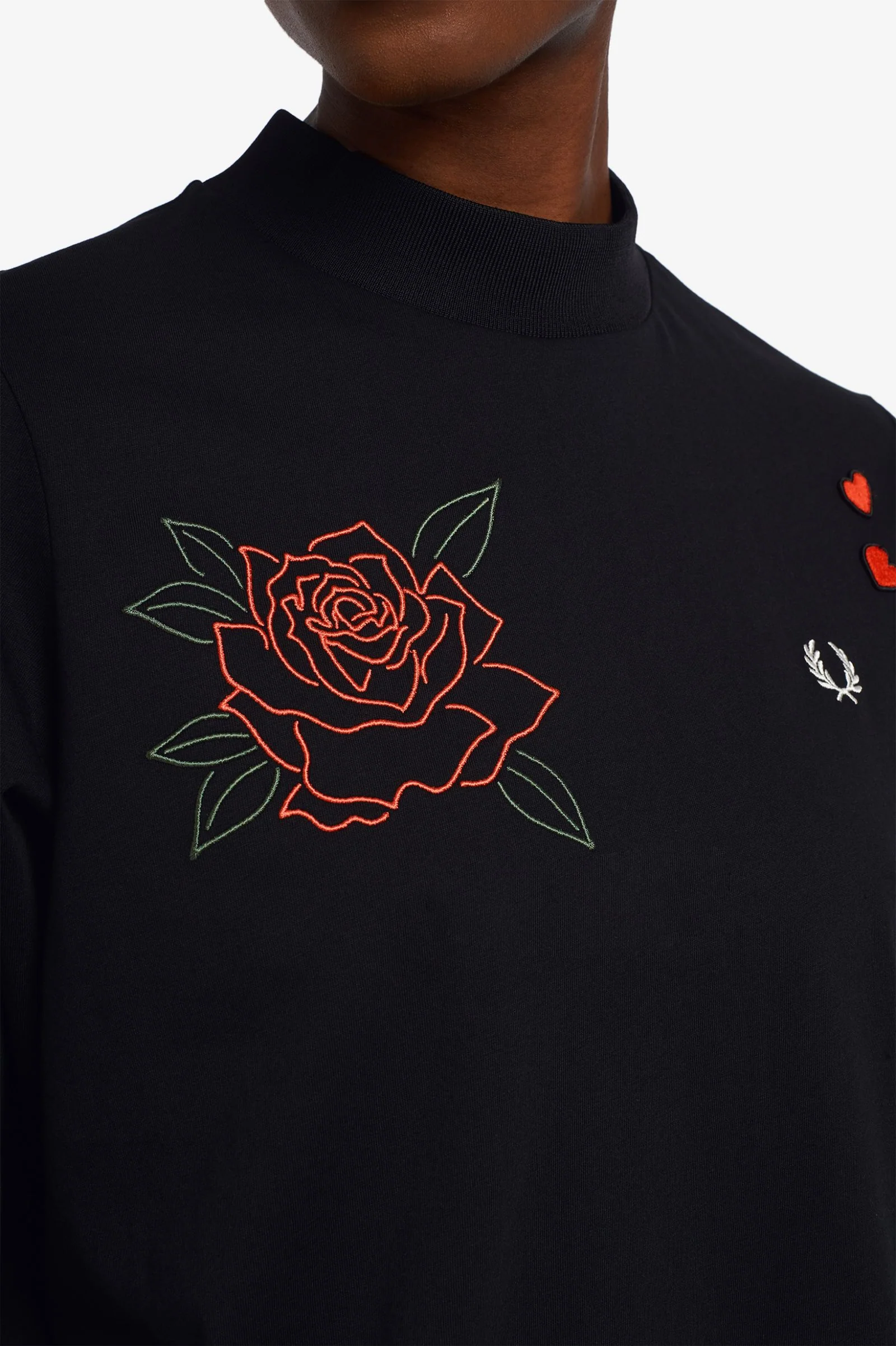 Amy Winehouse Black Embroidered High Neck T-Shirt - Image 3