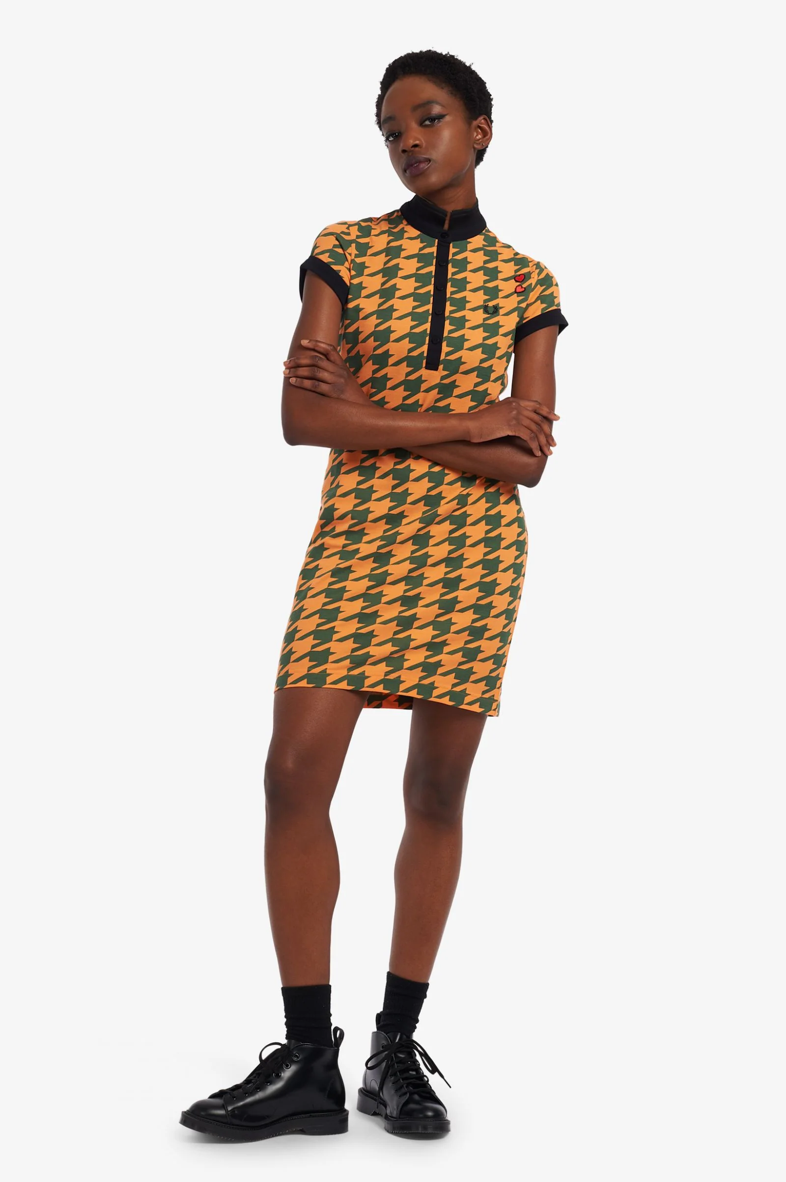 Amy Winehouse Melon Houndstooth Pique Shirt Dress - Image 5