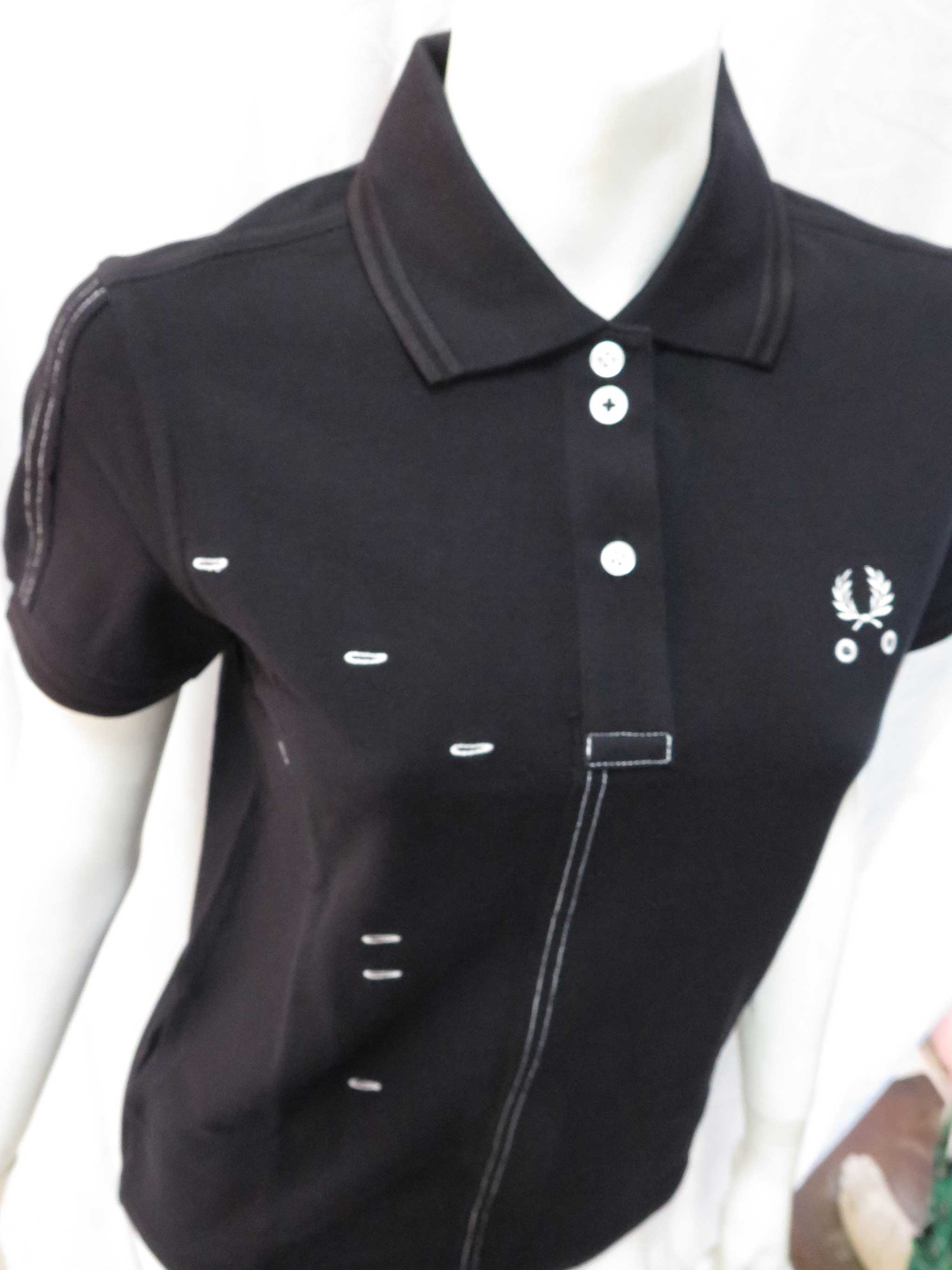 Le Kilt Ladies Black Cut & Sew Pique Shirt - Image 3