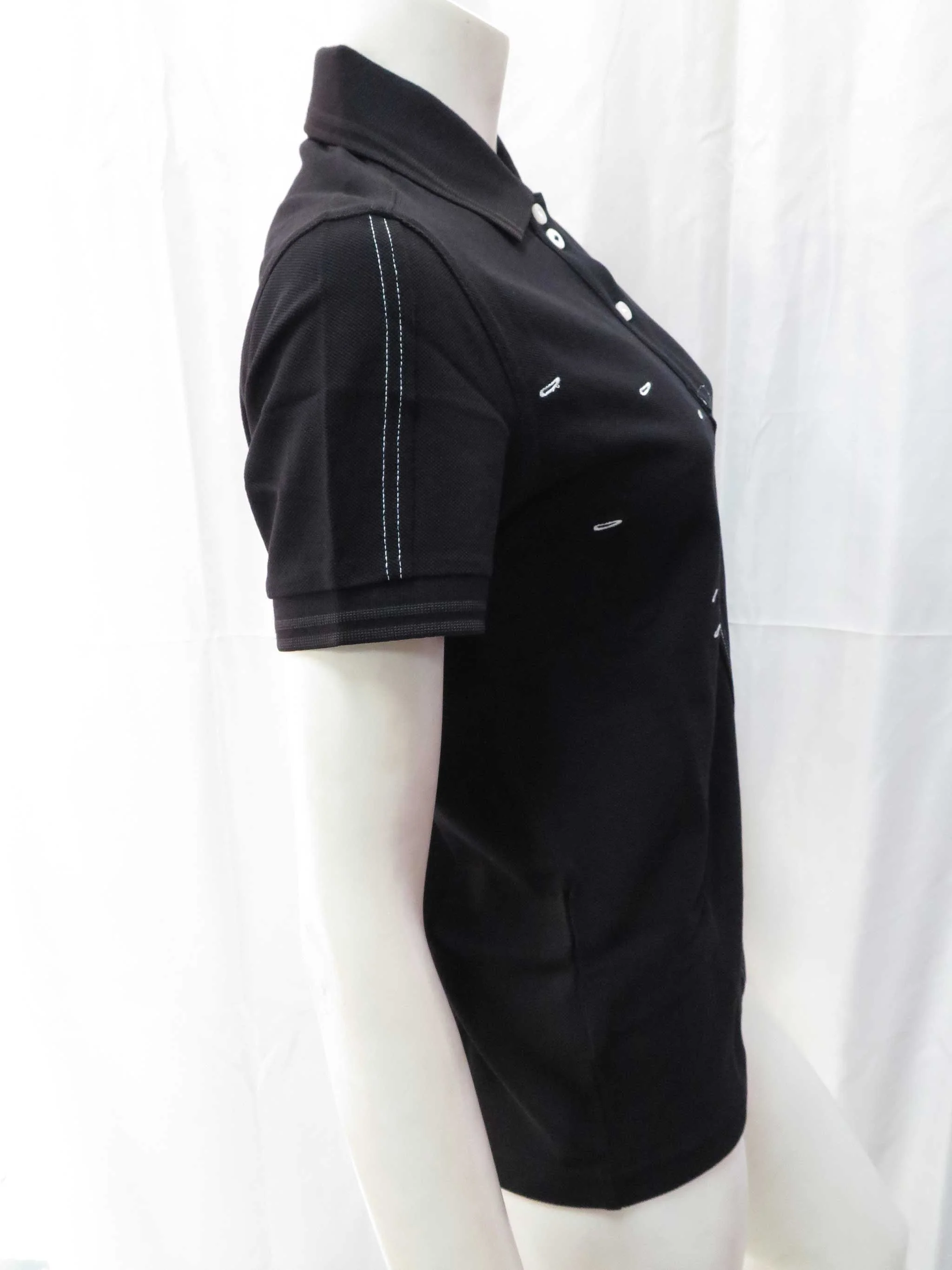 Le Kilt Ladies Black Cut & Sew Pique Shirt - Image 4