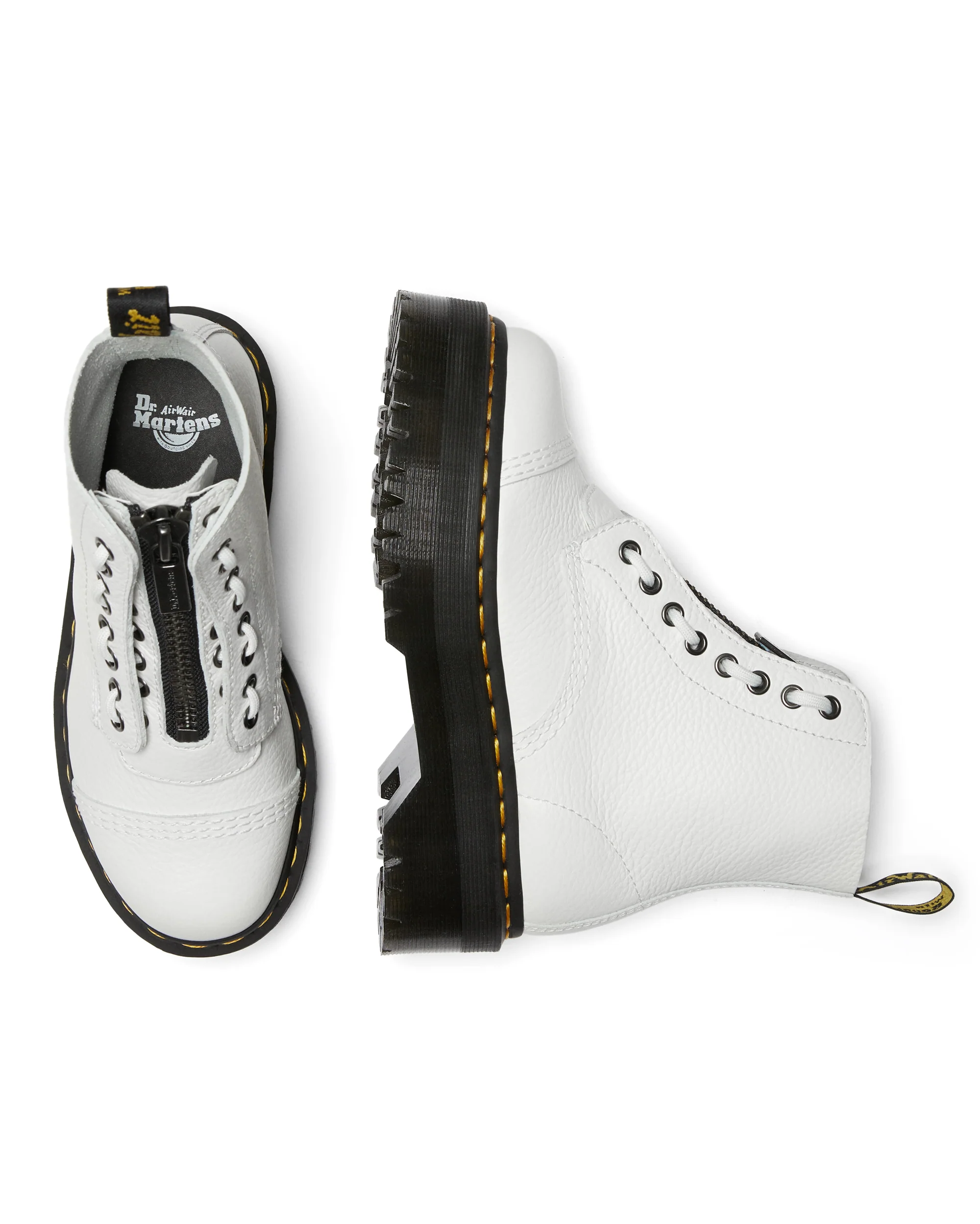 Sinclair White Aunt Sally Leather Platform Boots - Image 9